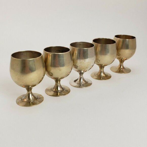 Leonard Silver Plate Goblet Lot Liqueur Snifter Cordial Shot Mini Glass Cup EPNS - Picture 3 of 11